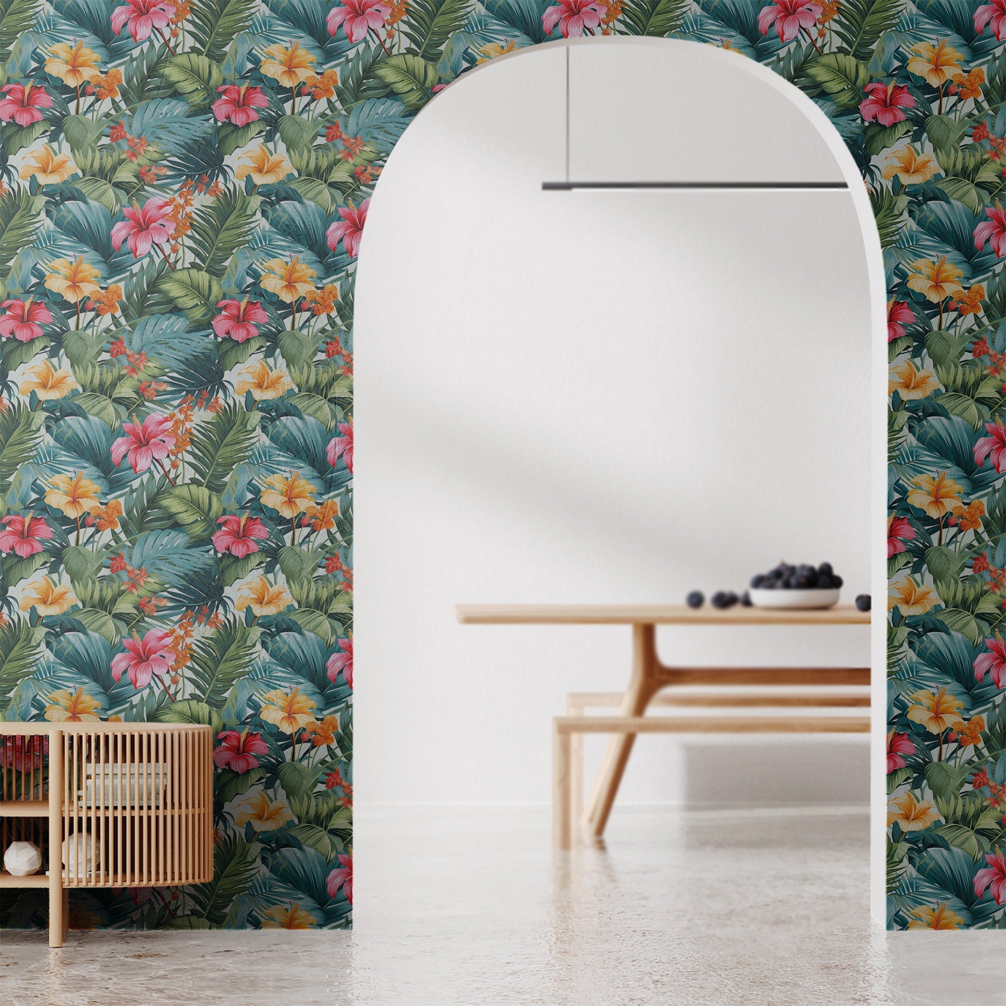 Tropical Wallpaper Retro Floral Wall Decor