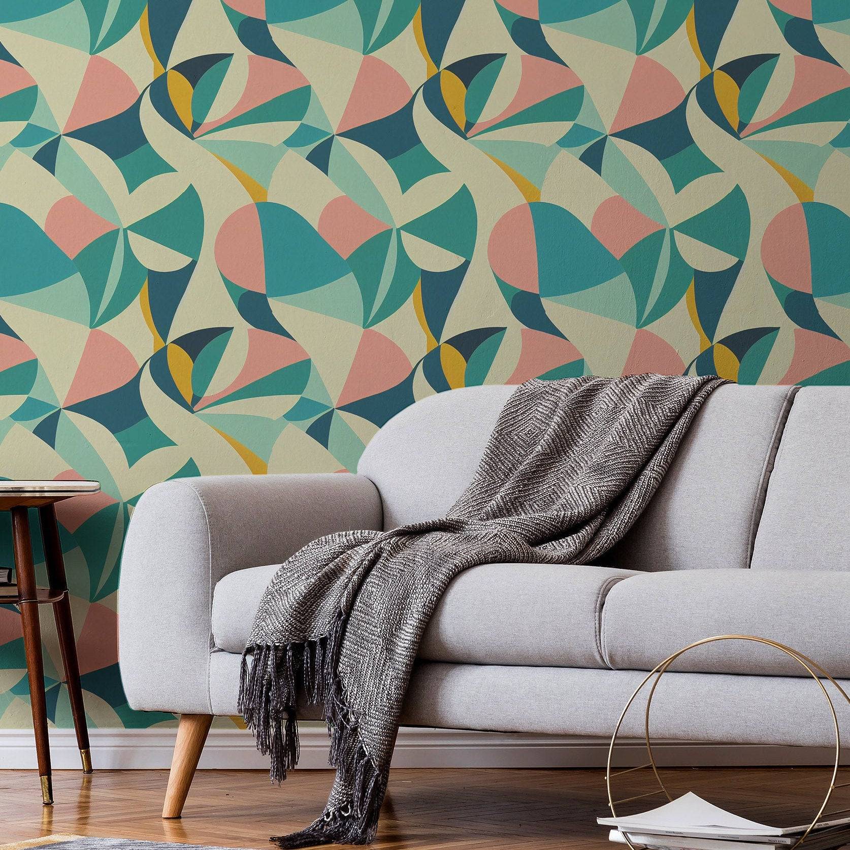 Vintage 70s Wallpaper Retro Art Deco Wall Decor