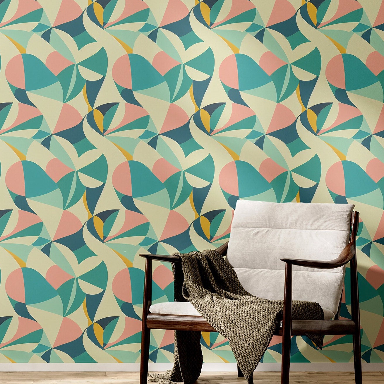 Vintage 70s Wallpaper Retro Art Deco Wall Decor