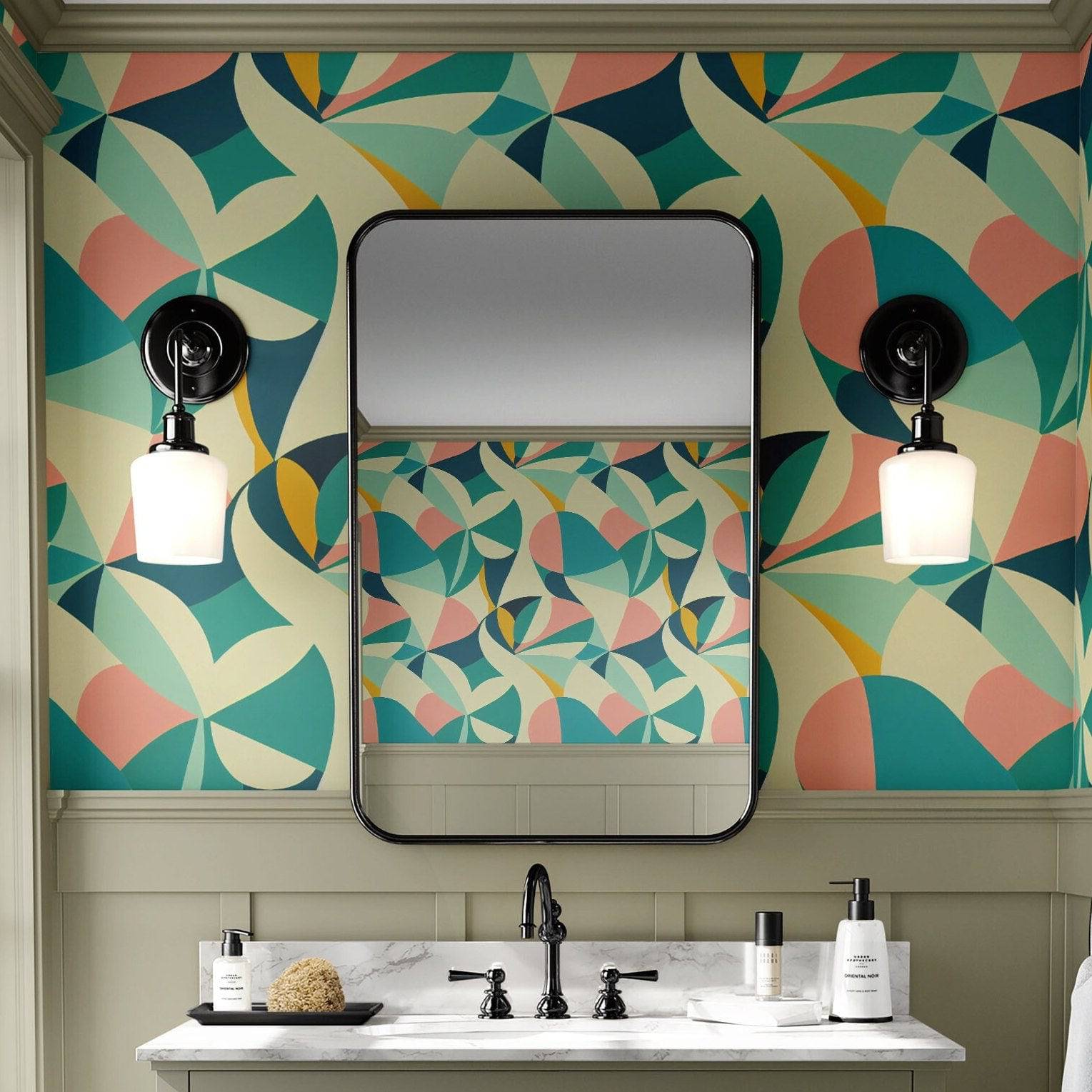 Vintage 70s Wallpaper Retro Art Deco Wall Decor