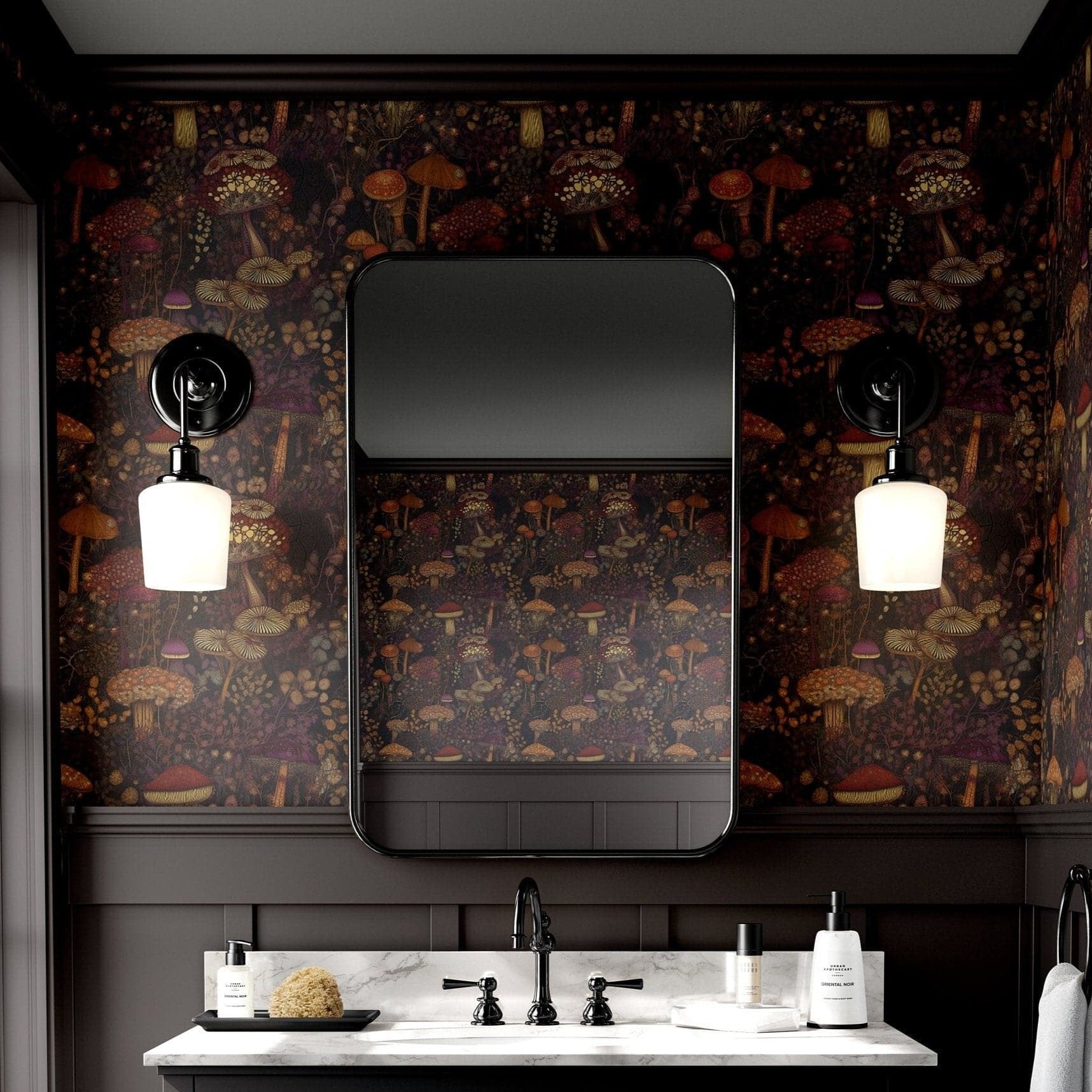 Mushroom Wallpaper Vintage Dark Luxury Wall Decor