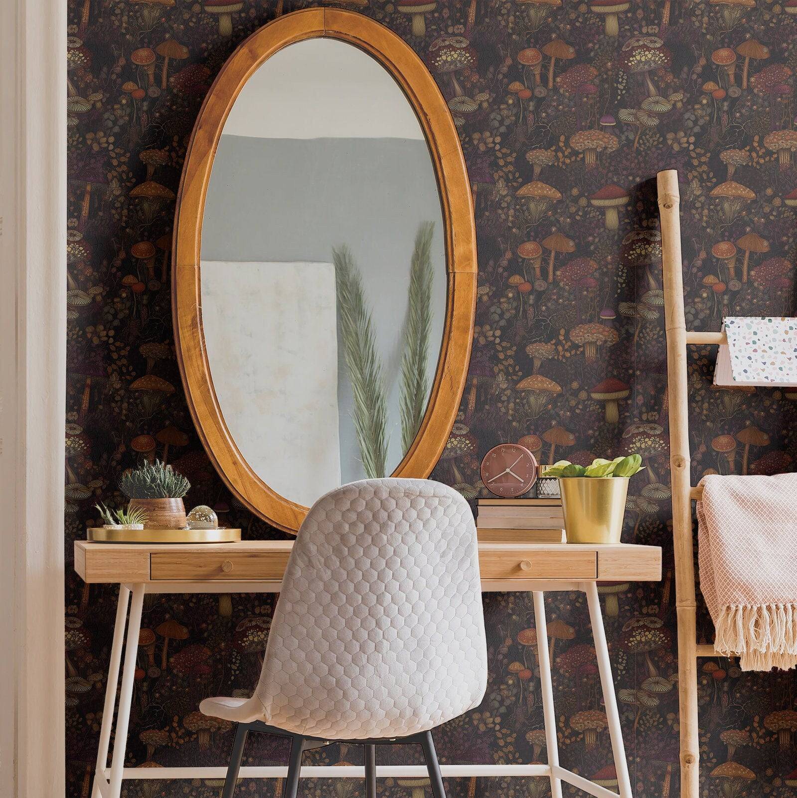 Mushroom Wallpaper Vintage Dark Luxury Wall Decor