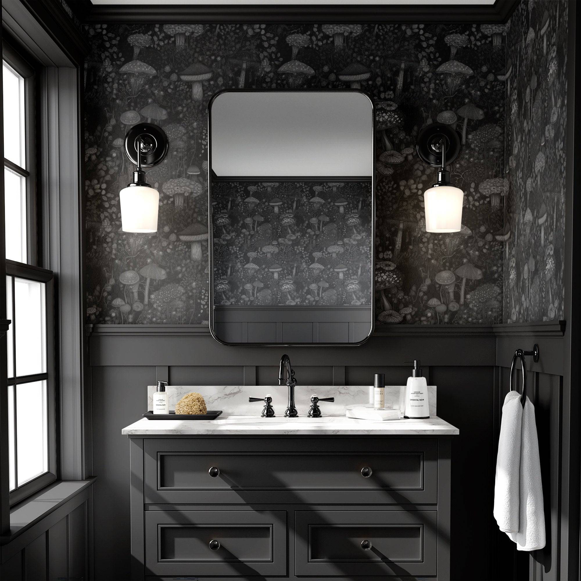 Mushroom Wallpaper Dark Botanical Luxury Wall Decor