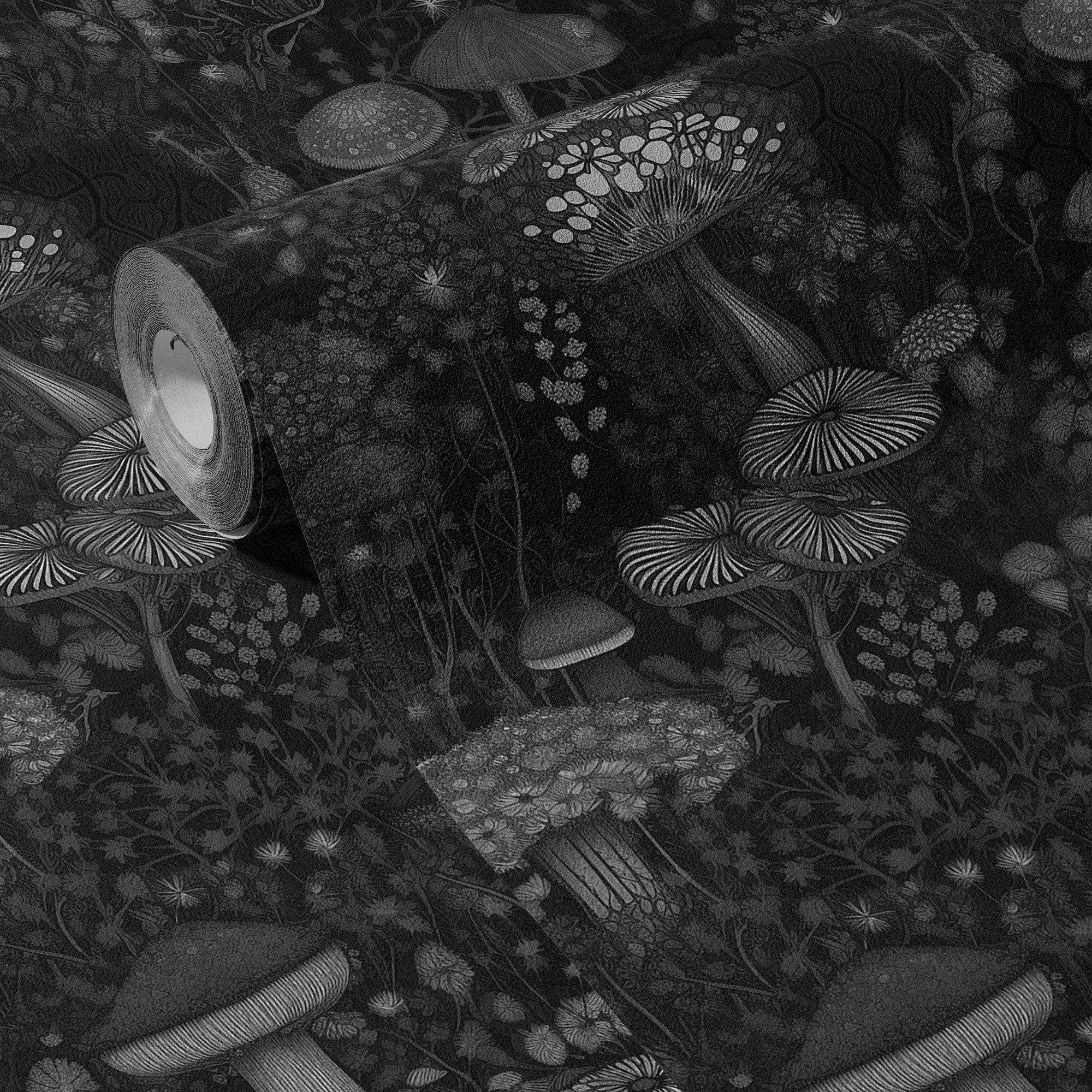 Mushroom Wallpaper Dark Botanical Luxury Wall Decor