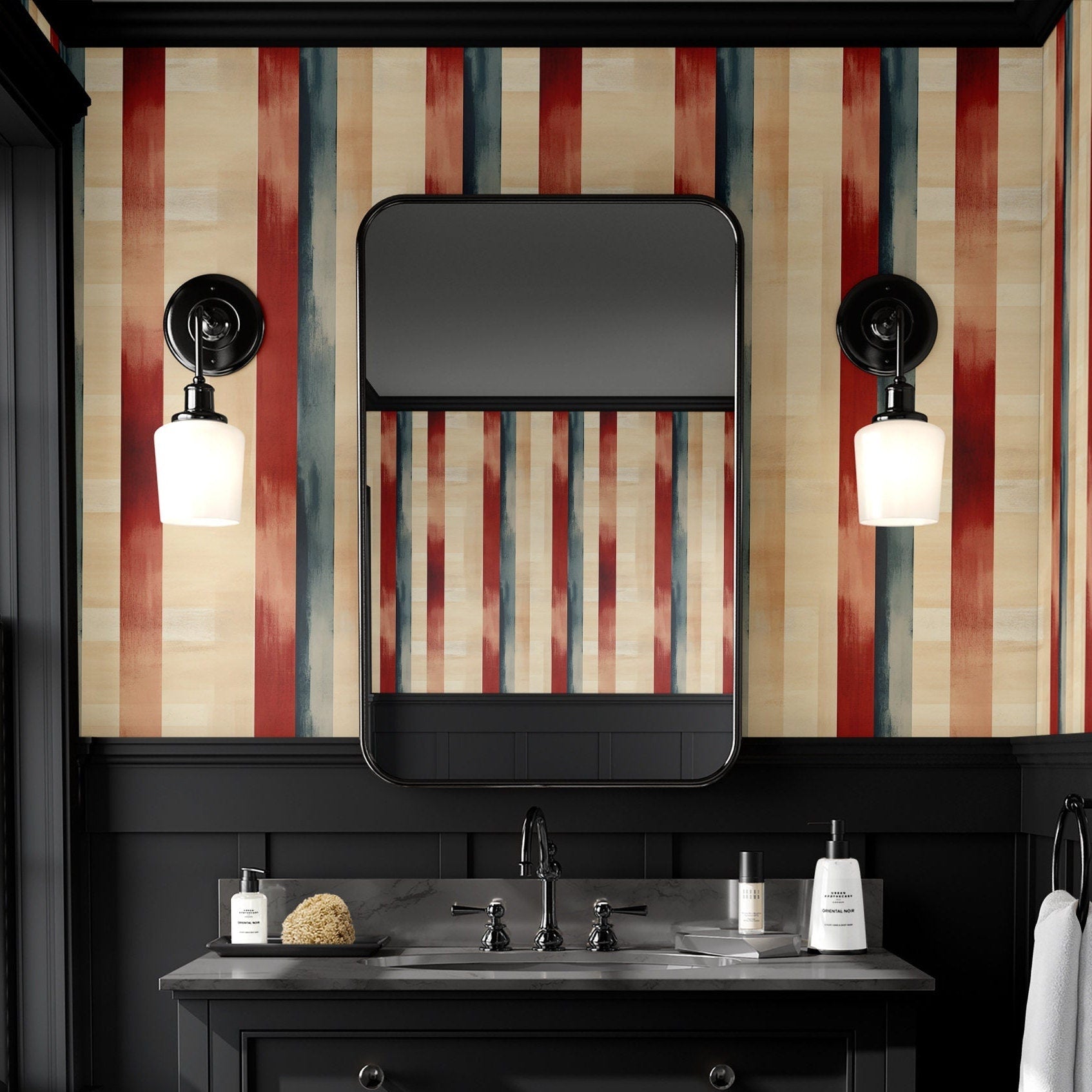 Retro Stripe Wallpaper Vintage Luxury Wall Decor