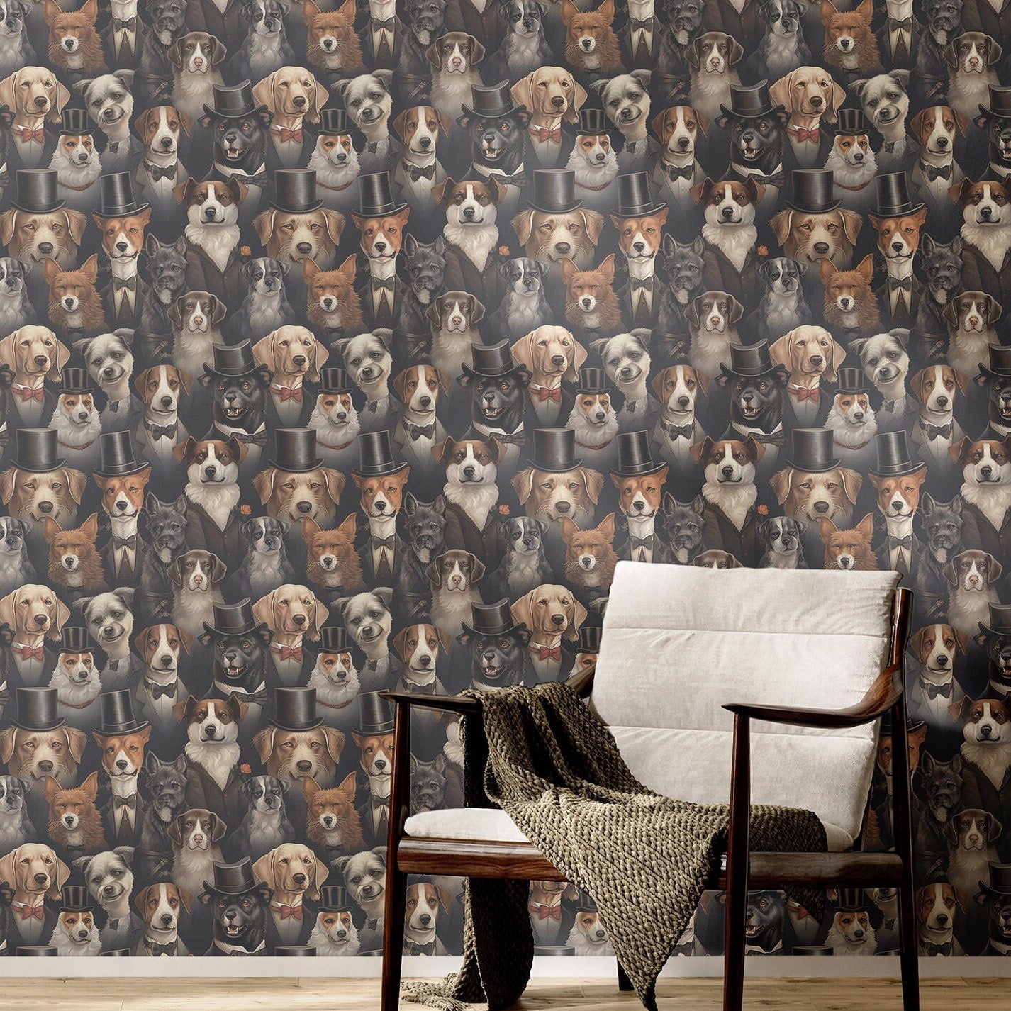 Classic Dog Wallpaper Vintage Luxury Wall Decor