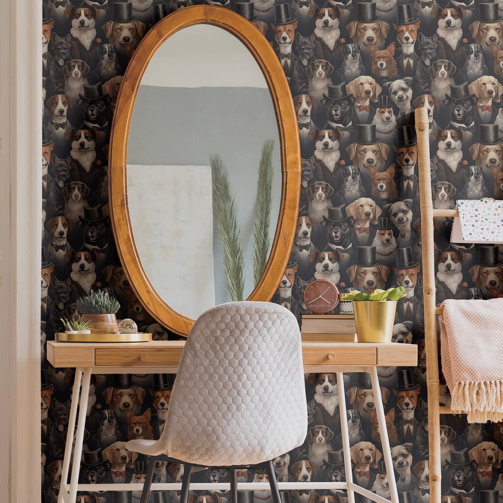 Classic Dog Wallpaper Vintage Luxury Wall Decor