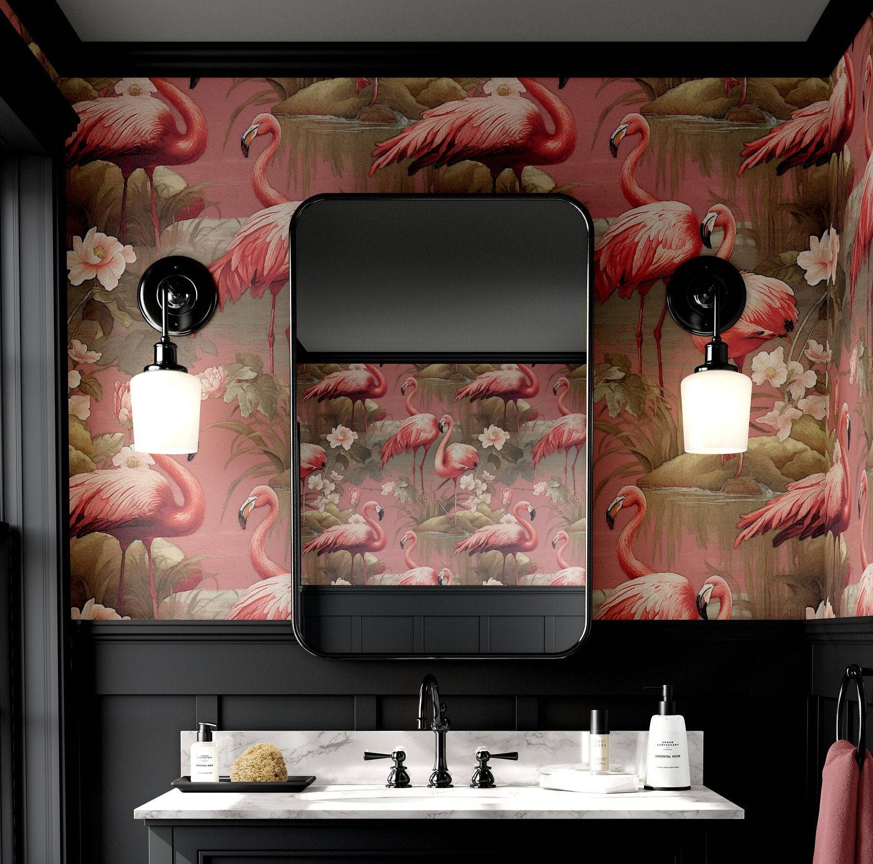 Flamingo Wallpaper Vintage Pink Luxury Wall Decor