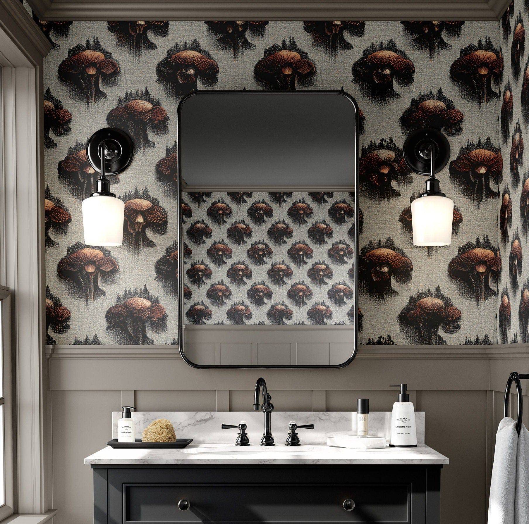 Mushroom Wallpaper Retro Grey Luxury Wall Decor