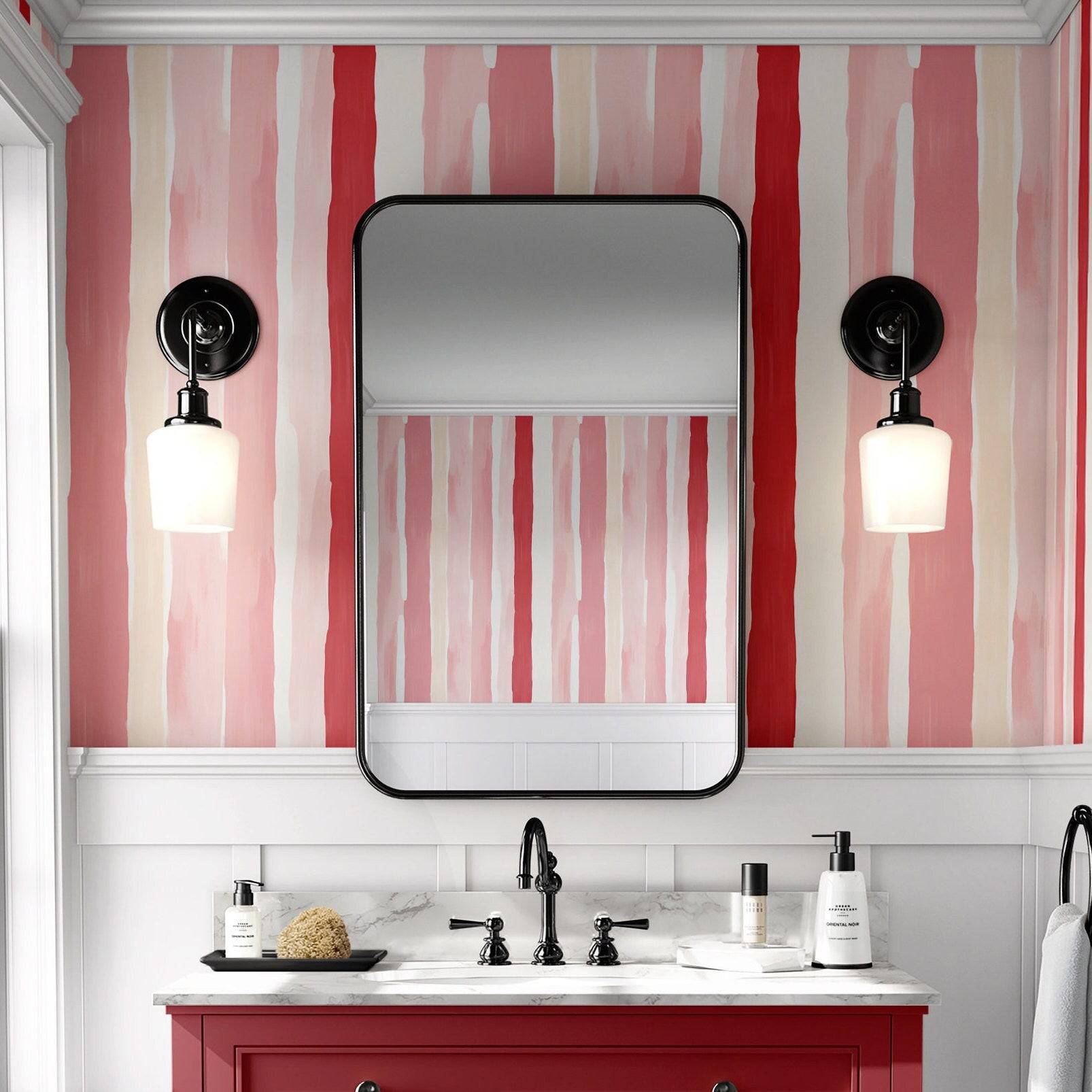 Pink Stripe Wallpaper Retro Luxury Wall Decor