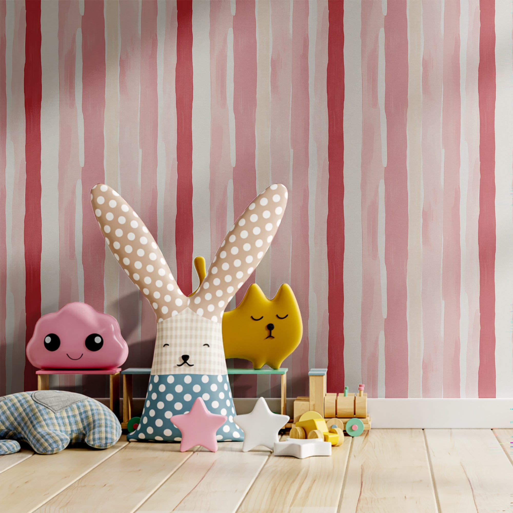 Pink Stripe Wallpaper Retro Luxury Wall Decor
